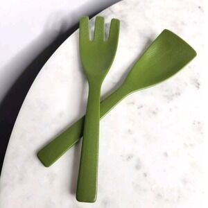 ACCA David Douglas Style Serving Set Avocado Green Olive MCM Fork Spoon Vintage